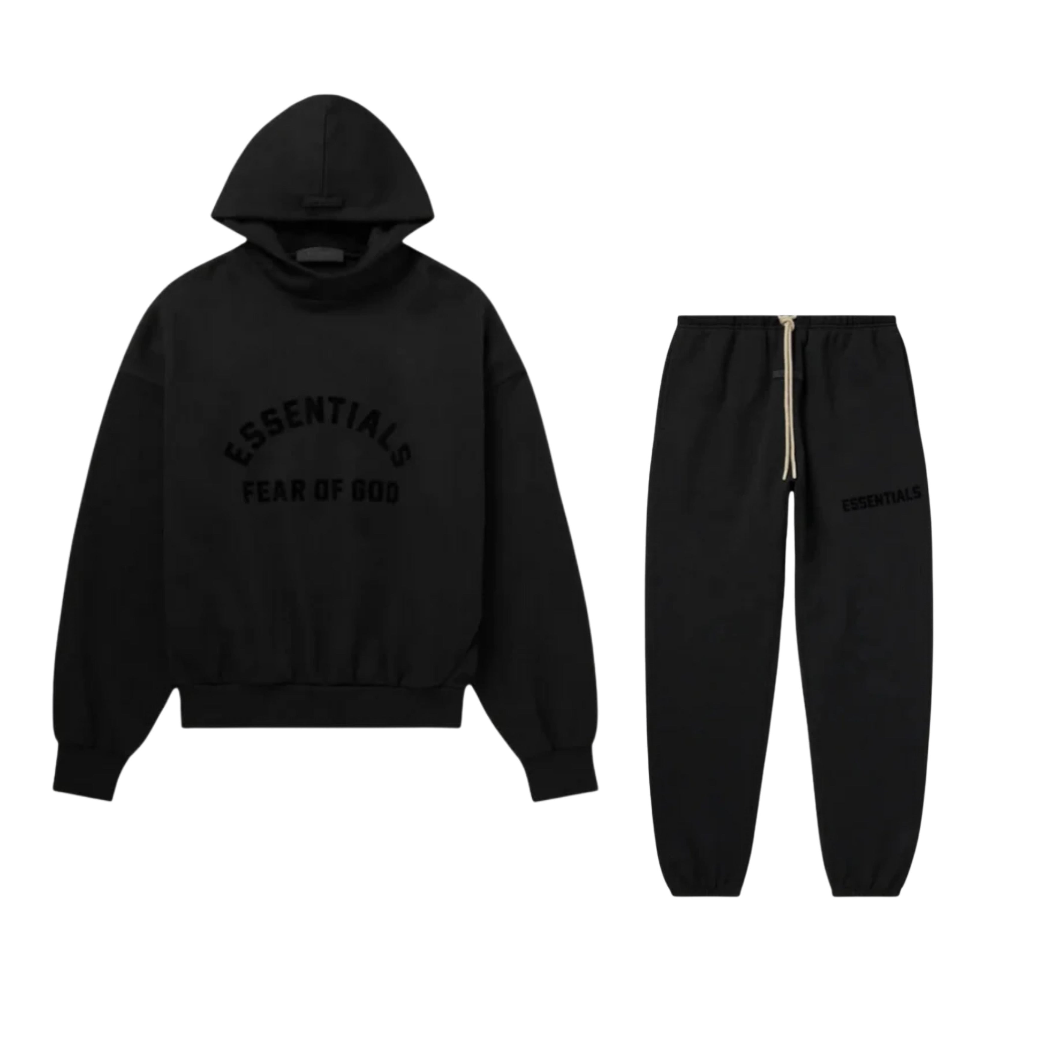 FEAR OF GOD ESSENTIALS 'JET BLACK' TRACKSUIT
