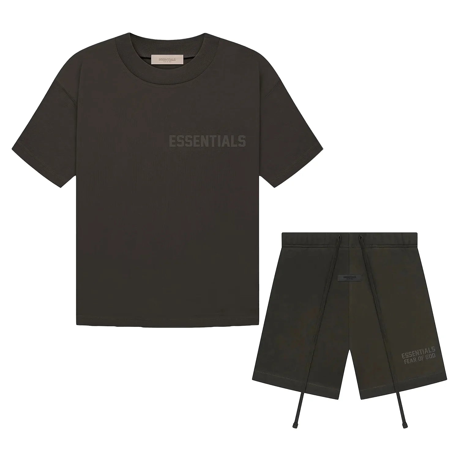 FEAR OF GOD ESSENTIALS 'OFF BLACK' SHORT SET