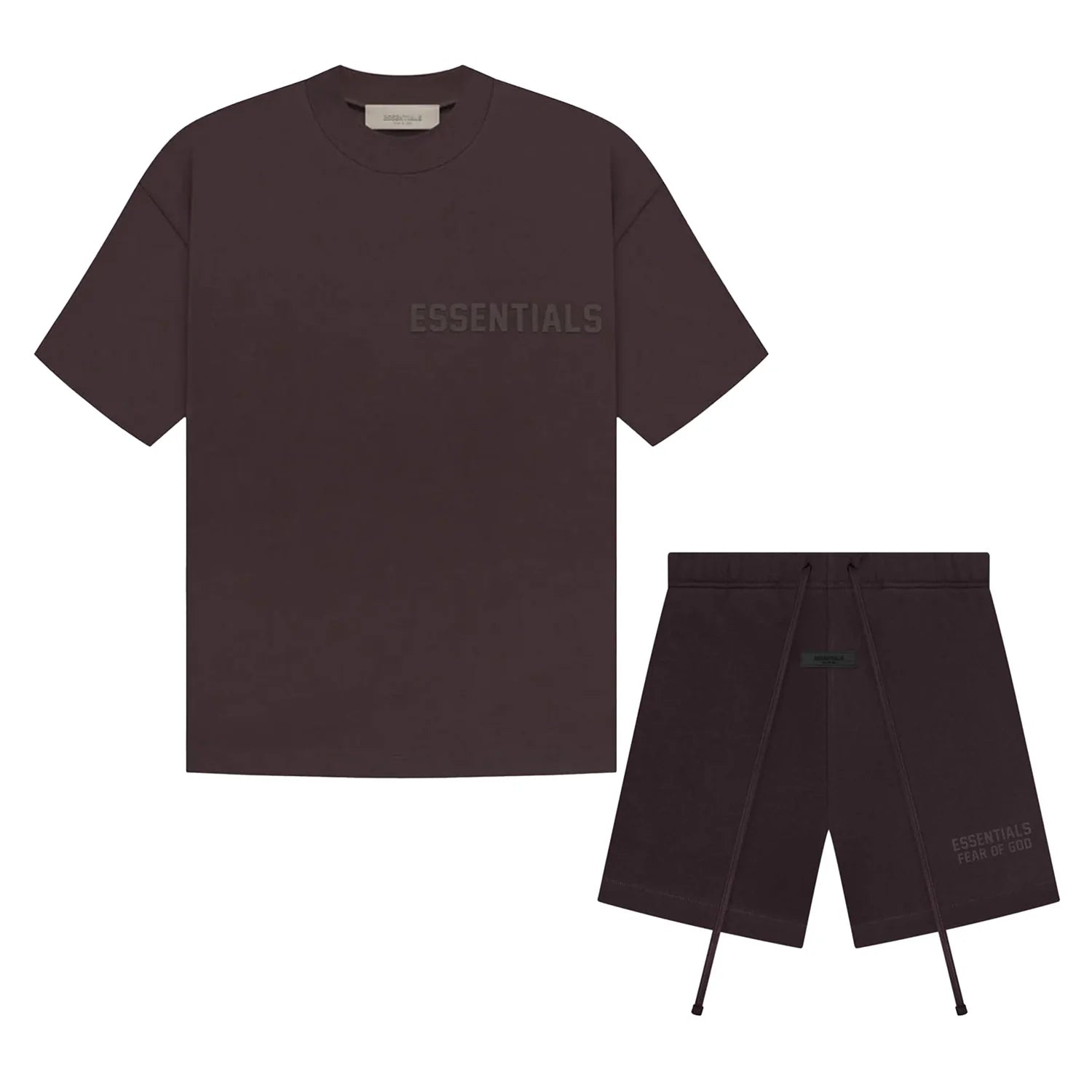 FEAR OF GOD ESSENTIALS 'PLUM' SHORT SET