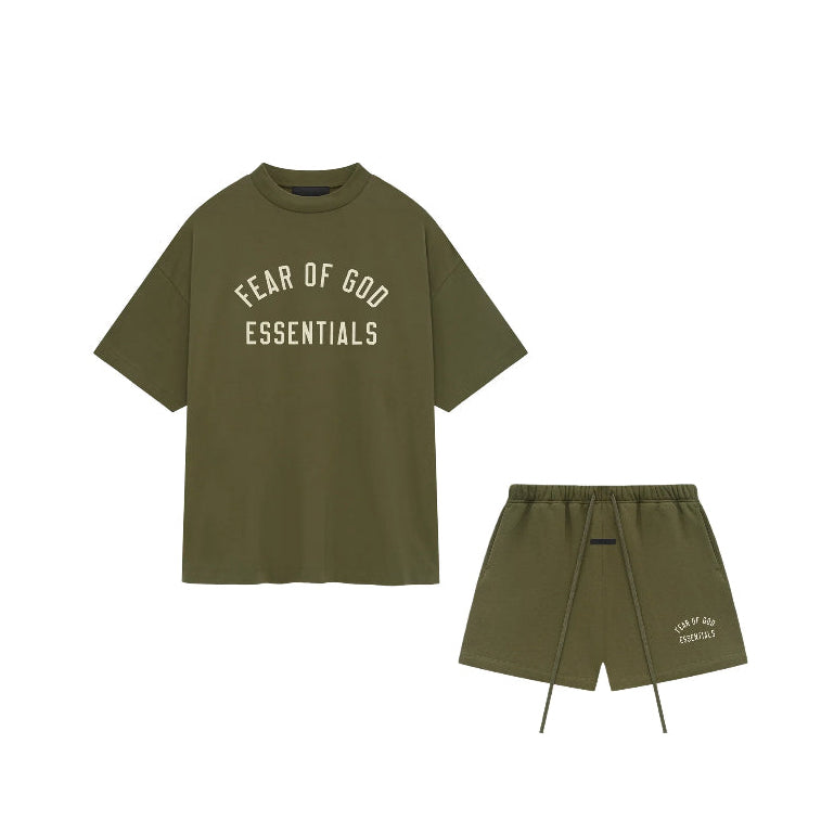 FEAR OF GOD FW24 ESSENTIALS 'MILITARY GREEN' SHORT SET